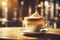 Artistic latte or cappuccino coffee. ai generative