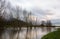 An artistic long exposure of the river Weser in winter.