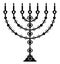 Artistic Menorah, black and white, object, isolated.