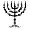 Artistic Menorah, black and white, object, isolated.