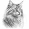 Artistic Norwegian Forest Cat Coloring Page - Detailed Feline Sketch