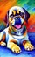 Artistic oil painting.Dog portrait.Large brush strokes