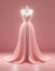 Artistic photo of a beautiful well draped flowing women\\\'s dress with soft lines, Pink color.