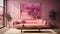 Artistic pink sofa eclectic living room ai generated background image