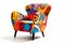 Artistic Pop Art Armchair: Retro Silhouette, Bold Colors, and Playful Patterns