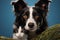Artistic portrayal Border Collie with a cat in amusing hide and seek