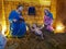Artistic presentation of birth of Jesus Christ at Bethlehem stable,  fatherJoseph , Immanuel, motherMary  at Calcutta .
