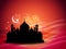 Artistic religious eid background with mosque.