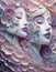 Artistic rendering of two faces surrounded by intricate floral details in pastel tones
