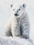 An artistic rendition of a polar bear, depicted with brush strokes that capture the animal's essence amidst a winter