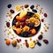 an artistic representation of a bowl filled with assorted dried fruits trending on artstation