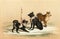 Artistic representation of Kamchatka dogs, vintage old drawing