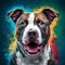 Artistic representation pitbull image portrayed with colorful art