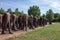 The artistic sculpture monument Nierozpoznani Unrecognized of the artist Magdalena Abakanowicz in Cytadela Park as a memorial of