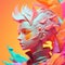 The artistic student, with a dreamy look and a colorful imagination bursting with creativity digital character avatar AI