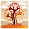 Artistic stylized natural landscape, imaginative tree