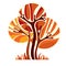 Artistic stylized natural symbol, creative autumn tree