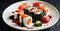 Artistic Sushi Creation with Red Drizzle