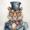 Artistic Tiger: A Unique Illustration Of A Dapper Feline