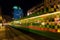 Artistic tram shelter at Steintor in Hanover, Germany, at night