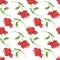 Artistic vector pattern with embroidery poppies.