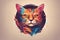 Artistic Vibrant Multi Colored Cat Face, Generative AI