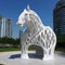 artistic white horse sculpture generative AI
