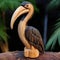 Artistic Wooden Toucan Sculpture With Long Beak And Neck