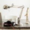 Artistic wotking desk, lamp,laptop,mobile phone,headphones, coffee