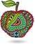 Artistically drawn, zentangle stylized apple vector illustration