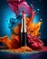 Artistry luxurious one high-end pink color lipstick on a creamy splash matt texture background. AI generated.