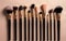 Artistry in Pastels: Collection of Makeup Brushes on a pastel Background