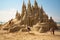 Artists creating intricate sand sculptures on a