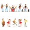 Artists Playing Music Instruments And Singing On Stage Concert Series Of Musicians Cartoon Vector Characters