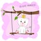 ?artoon lovely kitty sits on a swing with lettering So Cute Princess.