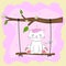 ?artoon lovely kitty unicorn sits on a swing.