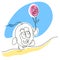 Ð¡artoon man runs to congratulate on the holiday and carries a flower in his hand. Editable vector minimalistic image with