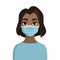 Ð¡artoon portrait of a girl in a medical mask. Medical staff, docror, nurse. Vector flat illustration