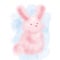 Ð¡artoon rabbit. Pink fluffy small rabbit. Rabbit on a white background