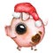 Ð¡artoon round baby pig in a Santa Claus hat