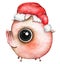 Ð¡artoon round baby pig in a Santa Claus hat