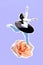Artwork 3d design photo collage of young dancing ballerina woman wear circle retro vinyl plate pms periods isolated on