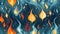 An artwork depicting vibrant fire flames against a blue backdrop