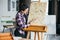 Artwork inspiration woman artist tool canvas easel