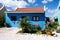 Aruba, blue painted beautiful small home, Caribbean Sea
