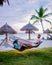 Aruba Caribbean Hammock on the beach with palm trees