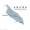 Aruba, gray political map, island in the Leeward Antilles in the Caribbean Sea