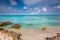 Aruba idyllic caribbean beach at sunny day, Dutch Antilles, Caribbean Sea