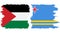 Aruba and Palestine grunge flags connection vector