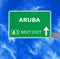 ARUBA road sign against clear blue sky